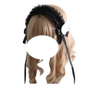 Gothic Lace Headband Angel Wings Headwear Maid Cosplay Hairband Lolita Party Hair Accessories for Women (Black White, One Size)