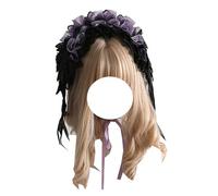 Gothic Lace Headband Lace Wings Headwear Maid Cosplay Hairband Lolita Party Hair Accessories for Women (Black Purple, One Size)