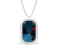 Gothic Lanterns Along The Snowy Path Rectangle Pendant Necklace Silver Women Jewelry Alloy Keychain Tag Jewelry