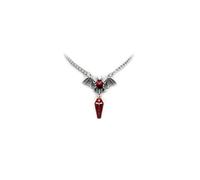 Gothic Large Bat Pendant Necklace Red Black Vintage Crystal Bat Pendant Punk Witch Vampire Role Playing Character Halloween Jewelry Gift, One Size, Zinc, No Gemstone