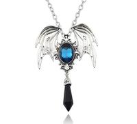Gothic Large Bat Pendant Necklace Red Black Vintage Crystal Bat Pendant Punk Witch Vampire Role Playing Character Halloween Jewelry Gift, One Size, Zinc, No Gemstone