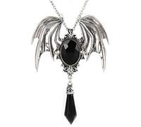 Gothic Large Bat Pendant Necklace Red Black Vintage Crystal Bat Pendant Punk Witch Vampire Role Playing Character Halloween Jewelry Gift, One Size, Zinc, No Gemstone