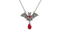 Gothic Large Bat Pendant Necklace Red Black Vintage Crystal Bat Pendant Punk Witch Vampire Role Playing Character Halloween Jewelry Gift, One Size, Zinc, No Gemstone