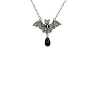 Gothic Large Bat Pendant Necklace Red Black Vintage Crystal Bat Pendant Punk Witch Vampire Role Playing Character Halloween Jewelry Gift, One Size, Zinc, No Gemstone