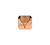 Gothic Layered Black Necklaces for Women Goth Y2k Emo Punk Grunge Choker Necklace Beaded Chain Black Dark Crescent Moon Star Cross Pendant Necklace Witch Costume Accessories for Halloween Christmas, L