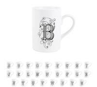 Gothic Letter B Mug - Black & White Swirly Personalised Initial/Alphabet Gift - Tea Coffee Hot Drinks Ceramic Mug Present