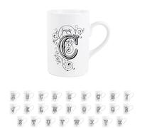 Gothic Letter C Mug - Black & White Swirly Personalised Initial/Alphabet Gift - Tea Coffee Hot Drinks Ceramic Mug Present