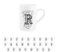 Gothic Letter R Mug - Black & White Swirly Personalised Initial/Alphabet Gift - Tea Coffee Hot Drinks Ceramic Mug Present
