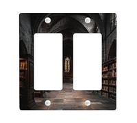 Gothic Library Light Switch Cover Plates/Outlet Covers, Dark Stone Arch Design for Wall Decor, Thermoplastic Wall Plates, Standard Size Double Rocker