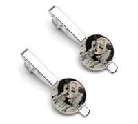 Gothic Lies Devil Girl Men's Tie Clips Necktie Bar Pinch Clip Set of 2 Formal Business Wedding Accessories