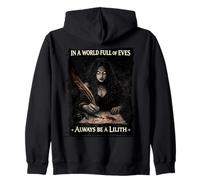 Gothic Lilith Pentagram & Dark Goddess Empowerment Zip Hoodie