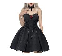 Gothic Lolita Dress Lace Mini Sleeveless Dress Black Aesthetic Alt Dresses Mall Goth Dress Draped Bodycon Goth Dresses, Print Rose Black Dress, Small