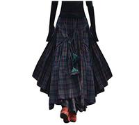 Gothic Long Skirt for Women - Loose Fit Tartan High Waisted Lightweight Comfortable Flowing Swing Beach Skirt - Smart, Elegant, Casual Summer Skirt