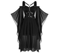 Gothic Maxi Dress Women's Bat Sleeves, Renaissance Dresses Women's Off Shoulder Medieval Classic Witch Dress Vampire Medieval Dress for Cosplay Party Halloween Carnival Costume Party Dress S-5XL