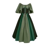 Gothic Medieval Dress Women A-Line Maxi Dress Ladies Vintage Corset Dresses with Flared Skirt & Chiffon Sleeves, Victorian Court Dressing Gown Steampunk Witch Princess Cosplay Costume for Girl