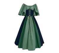 Gothic Medieval Dress Women A-Line Maxi Dress Ladies Vintage Corset Dresses with Flared Skirt & Chiffon Sleeves, Victorian Court Dressing Gown Steampunk Witch Princess Cosplay Costume for Girl