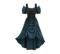 Gothic Medieval Dress Women Long Renaissance Dress Off Shoulder Irish Over Cottagecore Corset Dresses Victorian Court Gown Steampunk Witch Dress Women Cosplay Halloween Costume