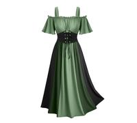 Gothic Medieval Dress Women Long Renaissance Dress Off Shoulder Irish Over Cottagecore Corset Dresses Victorian Court Gown Steampunk Witch Dress Women Cosplay Halloween Costume