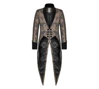 Gothic Men's Jacket, Steampunk Vintage Coat, Medieval Victorian Tuxedo Slim Fit Renaissance Suit Halloween and Carnival Costume Gentleman Pirates Vampire Cosplay Frack