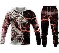 Gothic Men's Tracksuit Set Skull Punk Rock Hoodie Sweatshirt Jogging Bottoms Casual Pullover Sports Suits, S26, 5XL