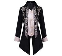 Gothic Men's Tuxedo Classic Steampunk Tailcoat Men's Midi Coat Victorian Court Frock Coat Retro Medieval Jacket Theatre Performance Outfit Pirate Vampire Cosplay Halloween Costume
