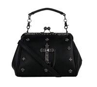 Gothic Metal Cross GOTHX Oversize Purse Ladies Handbag Backpack Rucksack Steam Punk Rock Goth School College PU Vegan Leather Travel Festival Bag