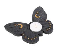 Gothic Metal Moth Tealight Candle Holder - Black Decorative Stand, Unique Centrepiece for Elegant Ambiance