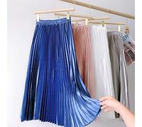 Gothic Metallic Black Pleated Long Skirt Vintage High Waisted A Line Satin Skirts Womens Korean Style Winter