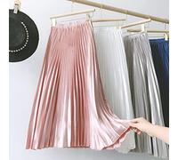 Gothic Metallic Black Pleated Long Skirt Vintage High Waisted A Line Satin Skirts Womens Korean Style Winter