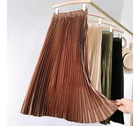 Gothic Metallic Black Pleated Long Skirt Vintage High Waisted A Line Satin Skirts Womens Korean Style Winter