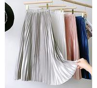 Gothic Metallic Black Pleated Long Skirt Vintage High Waisted A Line Satin Skirts Womens Korean Style Winter