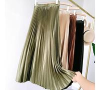 Gothic Metallic Black Pleated Long Skirt Vintage High Waisted A Line Satin Skirts Womens Korean Style Winter