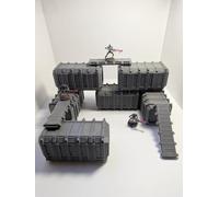Gothic Modular Heavy Armoured Container Terrain | 28 mm Sci-Fi Tabletop Scenery | Unpainted 3D-Printed Bundle for Miniature Game (5 Pack - Including Bridges)