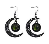 Gothic Moon Dangle Earring,Vintage Crystal Glass Crescent Drop Earrings Punk Style Dark Victorian Earrings Mystery Vampire Jewelry Halloween Outfit Accessories for Women, L, Crystal Glass, No Gemstone
