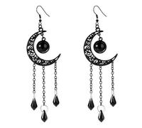 Gothic Moon Earrings, Stylish Black Goth Moon Drop Earrings Elegant Witch Celestial Dangle Earrings Black Hoop Ear Jewelry for Women Halloween Christmas New Year Gifts for Women