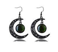 Gothic Moon Earrings Witch Earrings for Women Black Moon Earring Goth Witch Accessories Halloween Jewelry, Zinc, No Gemstone