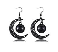 Gothic Moon Earrings Witch Earrings for Women Black Moon Earring Goth Witch Accessories Halloween Jewelry, Zinc, No Gemstone