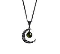 Gothic Moon Pendant Statement Necklace for Women Punk Vintage Crystal Black Crescent Collarbone Choker Darkness Moon Necklace Halloween Jewelry Gifts, L, Crystal, Crystal