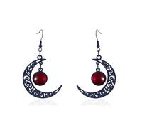 Gothic Moon Witch Earrings for Women Goth Black Moon Zirconia Dangle Earrings Halloween Dark witch Vampire Costume Cosplay Jewelry Accessories, Zinc, No Gemstone