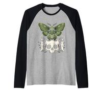 Gothic Moth and Butterfly Pastel Goth Kawaii Skeleton Raglan Baseball Tee