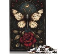 Gothic Moth And Rose 1000 Pieces Puzzles for Adults, Jigsaw Puzzles 1000 Pieces, DIY Puzzle Toy As Birthday Gifts 1000pcs (75x50cm)