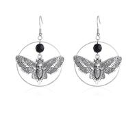 Gothic Moth Earrings Dark Skeleton Head Moth Dangle Drop Earrings Vintage Death Moth Horror Cute Insect Jewelry for Women (Silver)