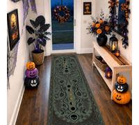 Gothic Moth Moon Phase Theme Halloween Runner Rug 2x6 | Botanical Moon Phase Motif, Bedside Runner Rug, Gothic Inspired Art, Dark Fanciful Aesthetic, Seasonal Home Accents