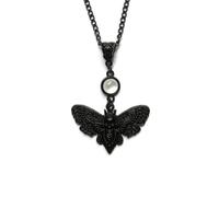 Gothic Moth Necklace for Women Dark Skeleton Head Moth Pendant Necklace Vintage Death Moth Crystal Necklace Halloween Horror Cute Insect Jewelry, L, Metal Crystal, No Gemstone