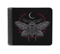Gothic Moth Occult Funny Wallet for Men RFID Blocking Bifold Wallet Soft Billfold with Card Slots Custom Gifts