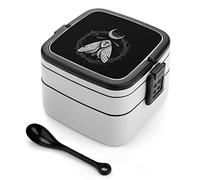 Gothic Moth Occult Print Bento Box All in One Lunch Container with Spoon Double Layer Stackable Bag for Work Picnic Camping Women Men