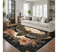 Gothic Moth Skull Door Mat 45x75 Floral Washable Rug Entryway