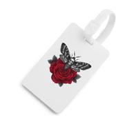 Gothic Moth Skull Rose Luggage Tag TPU Travel Suitcase Identifier Name ID Label Address Card for Women Men