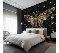 Gothic Moth Wallpaper Mural, Mystical Witchy Wall Mural, Non-Woven Print Photo Wallpaper for Bedroom Living Room Decor 400x280 cm