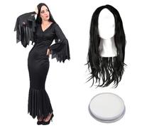 Gothic Mother Costume - Dress, Wig & Face Paint I Love Fancy Dress Black XL